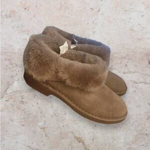 UGG Ankle Booties Wool Beige Buckle Winter Boots Size 7